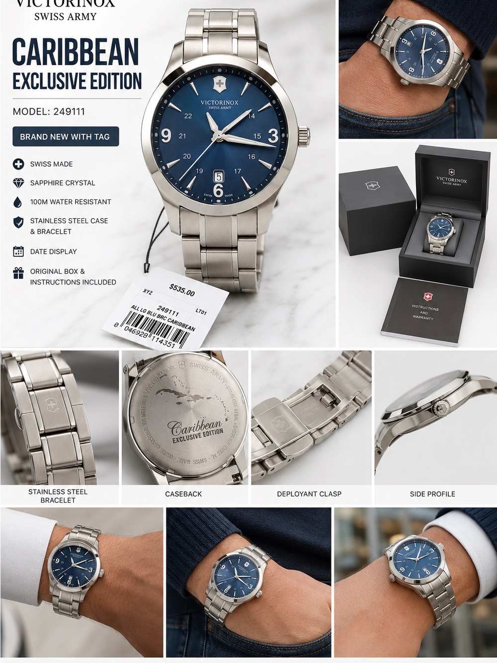 Caribbean Exclusive Edition Men’s Stainless Steel Watch - Blue